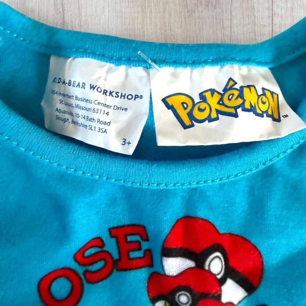 BABW Build A Bear Workshop Pokémon Pikachu I Choose You Bear T-Shirt Top BAB
